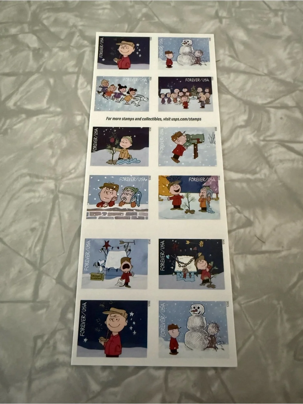 Peanuts Charlie Brown Christmas Holiday Forever Stamps - Blue